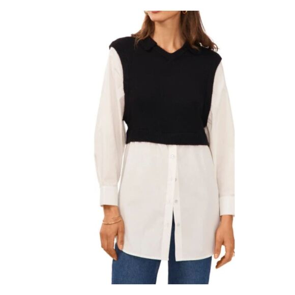 1 STATE Vest Button-Up Shirt NWT Sz Small - Picture 1 of 5